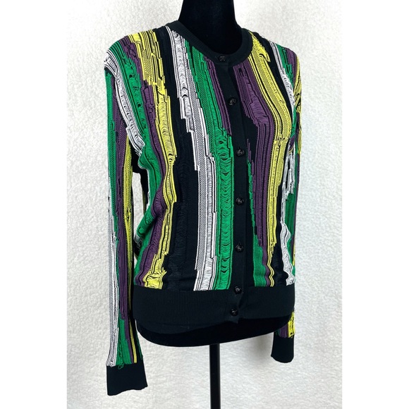 VERSACE • 2-Piece Distressed Jacquard Striped Cardigan and Tank Top Matching Set - Picture 6 of 16